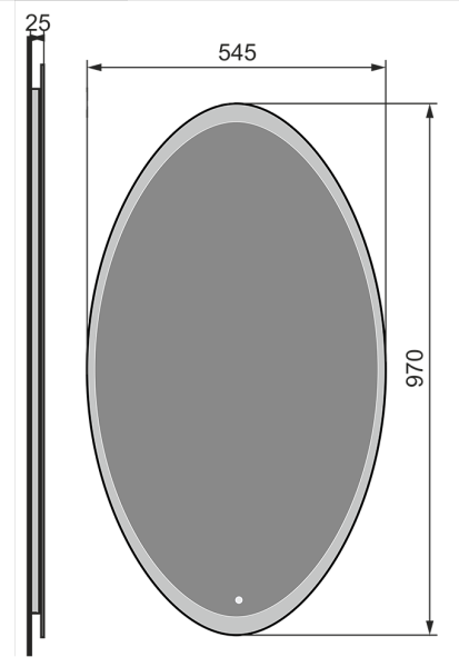 Зеркало RAVAL 55 с подсветкой Mono Mono.02.55/W/RL