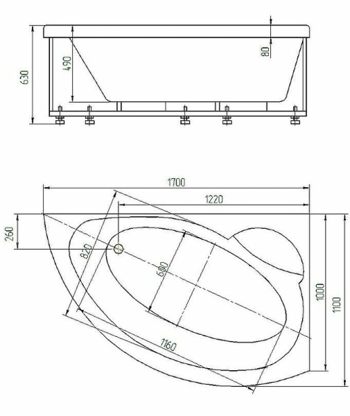 Акриловая ванна Aquatek Аякс 2 (170х110) AYK170-0000089 Акриловая ванна Aquatek Аякс 2 (170х110) AYK170-0000089
