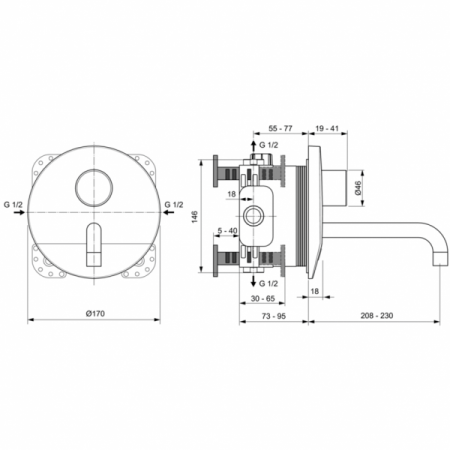 Смеситель для раковины встраиваемый Ideal Standard CERAPLUS, A6154AA