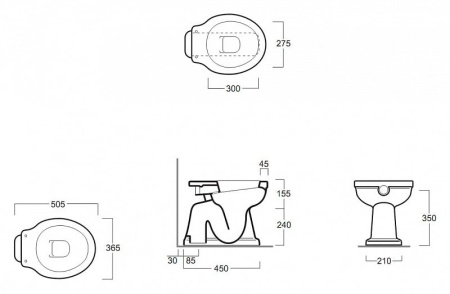 Чаша для унитаза приставного Simas Londra LO901bi