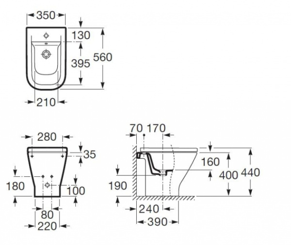 Биде напольное Roca The Gap 357474000