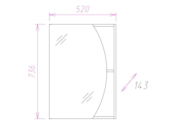 Зеркало-шкаф Onika Дуэт 52 (52x73,6) 205207