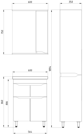 Зеркальный шкаф (60х75)  ASB-Mebel Бари 60 9600