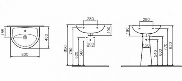 Раковина Vitra Norm Fit 6895B099-1778, 60 см