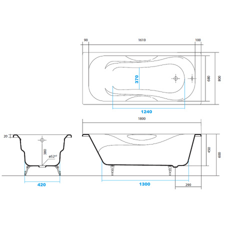 Чугунная ванна Aquatek Гамма (180x80) AQ8080F-00