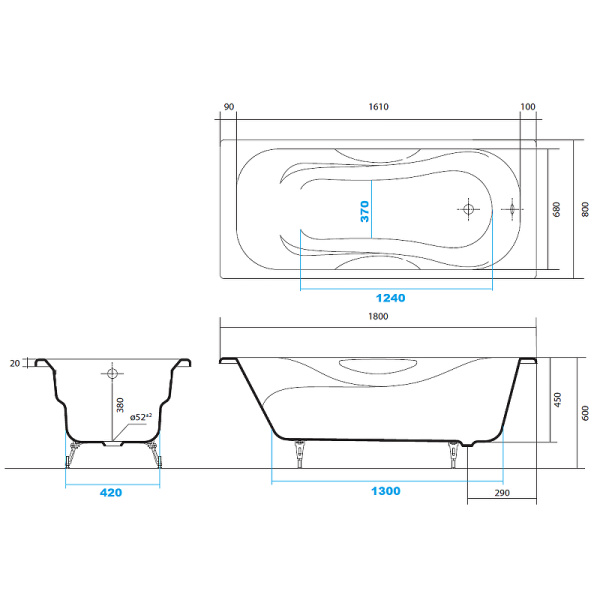 Чугунная ванна Aquatek Гамма (180x80) AQ8080F-00