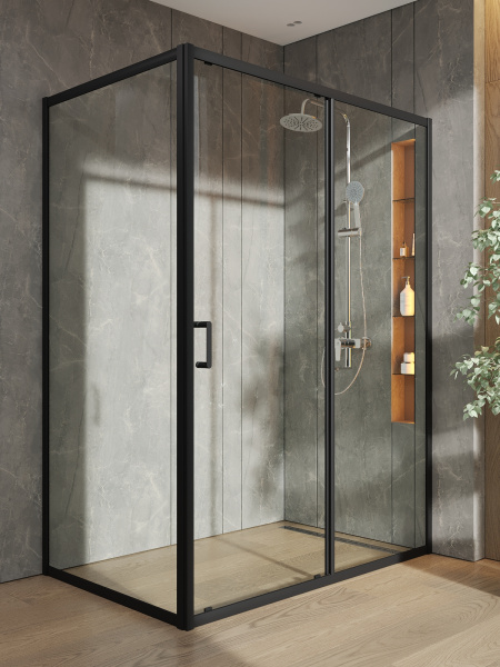 Душевой уголок  без поддона (140х88,5) Orange E23-14090TB матовый черый