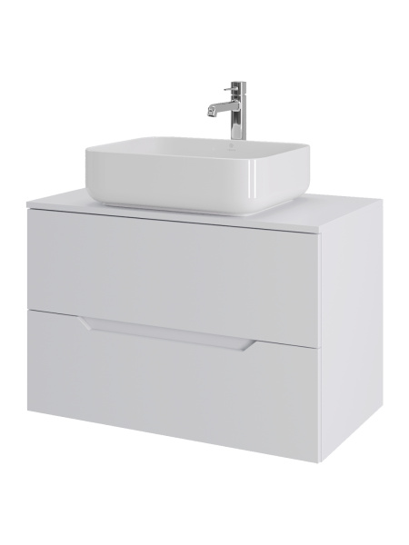 Тумба с раковиной подвесная 80 см, Orange Line Li-80TuwMDF+B05-500W белый