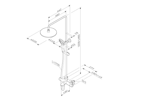 Душевая система с изливом Am.Pm Gem F0790520 Душевая система с изливом Am.Pm Gem F0790520