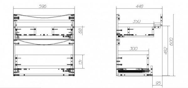 База под раковину подвесная BelBagno MARINO-H60-600-2C-SO-RW-P Rovere Moro