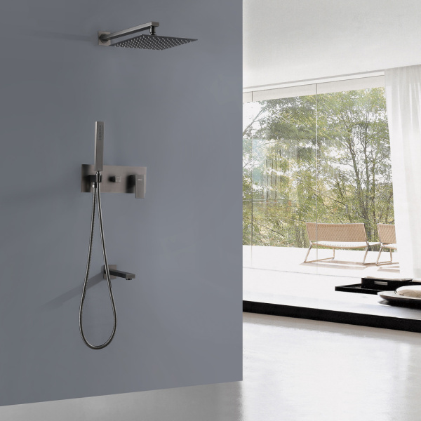 Душевой комплект ABBER Daheim AF8217NG скрытого монтажа с изливом, никель Душевой комплект ABBER Daheim AF8217NG скрытого монтажа с изливом, никель