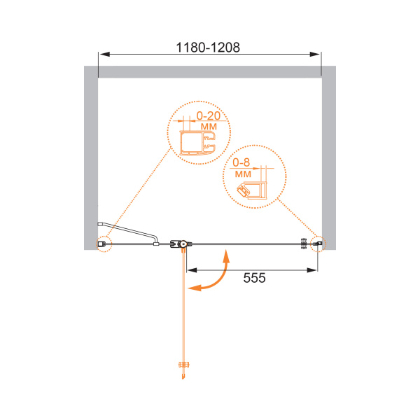 Душевая дверь (120х195) CEZARES ELENA ELENA-W-B-12-120-P-Cr-L