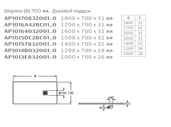 Душевой поддон Roca Terran 160x70 черный, AP1016402BC01400 Душевой поддон Roca Terran 160x70 черный, AP1016402BC01400
