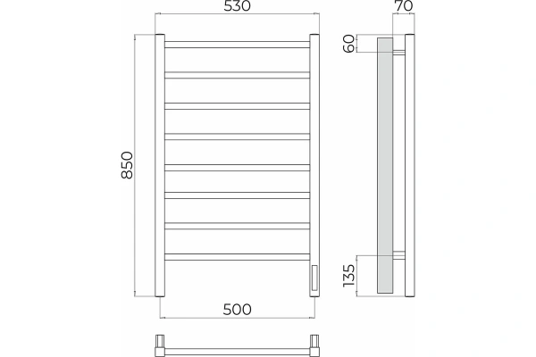 Полотенцесушитель электрический (50х85) П8 Terminus Ватикан 4670078544452