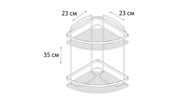Полка угловая двухэтажная FIXSEN черная FX-850B-2