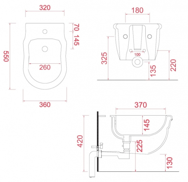 Биде подвесное ArtCeram Hermitage EE52V 03.00 (HEB003 03;00) черный