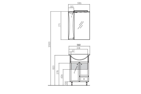 Тумба с раковиной Aquaton Джимми 57 1A2503K0DJ010
