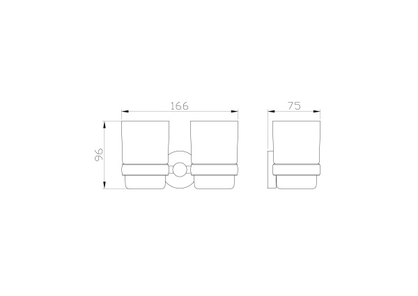 Два стакана для зубных щеток с держателем WONZON & WOGHAND EASY, хром WW-8128
