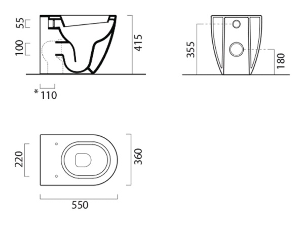 Унитаз приставной GSI Pura 8814 11 bi