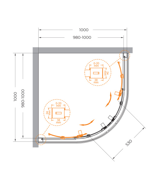 Душевой уголок (100х100) CEZARES RELAX 304 RELAX-304-R-2-100-C-BORO