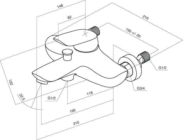 Смеситель для ванны Am.Pm Bliss L F5310032 Смеситель для ванны Am.Pm Bliss L F5310032
