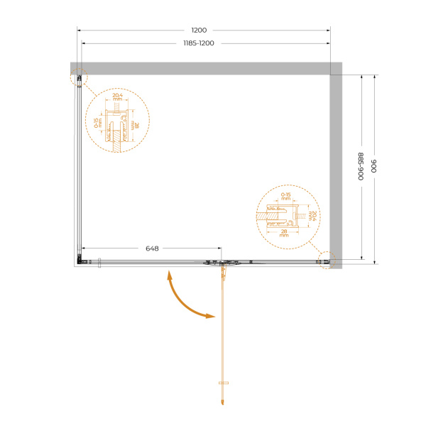 Душевой уголок (120х90) CEZARES LINER LINER-AH-1-120/90-C-Cr-R