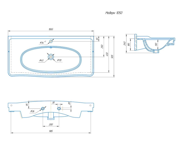 Раковина встраиваемая Onika Модерн 105 4640021063583