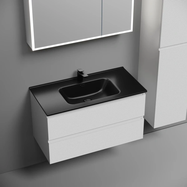 Тумба без раковины подвесная 90 см Sancos Folk FL90W белый матовый 