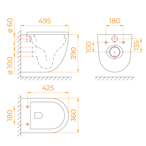 Унитаз подвесной безобдоковый RGW SW-44 65420244-01