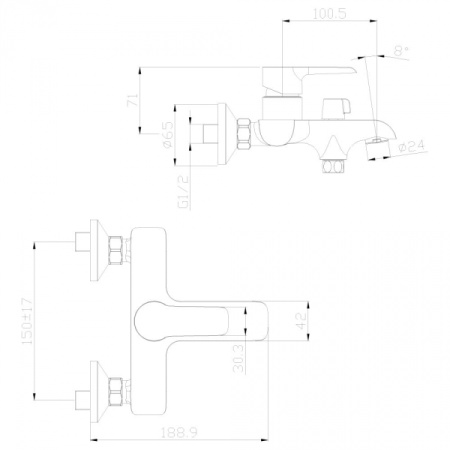 Смеситель для ванны Rossinka W (W35-31)