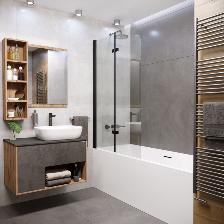 Душевая шторка на ванну (110х150) Grossman GR-106110BLACK черный, распашная