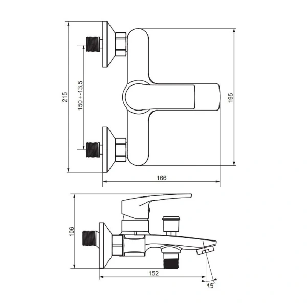 Смеситель для ванны Damixa Eclipse 2.0 481000300 Смеситель для ванны Damixa Eclipse 2.0 481000300