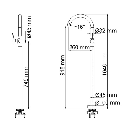 Смеситель напольный для раковины WasserKRAFT Main 4153