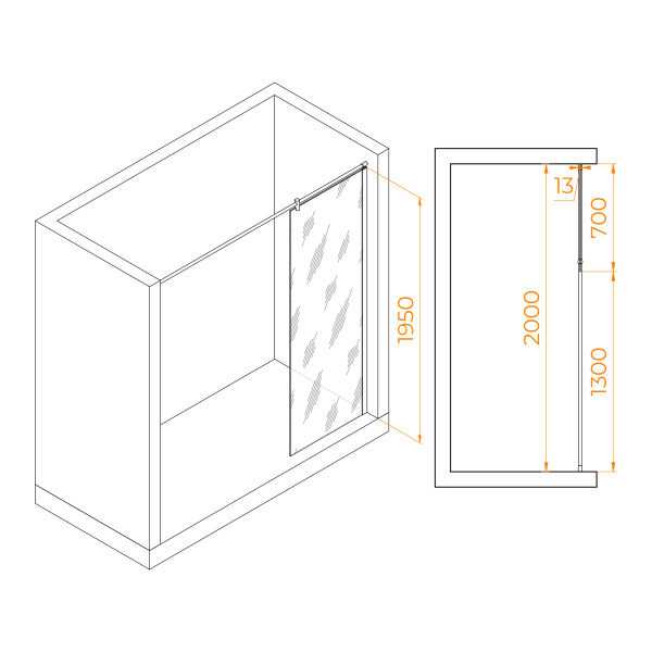 Душевая перегородка 70 см RGW WA-034 Walk In 351003407-11 прозрачное