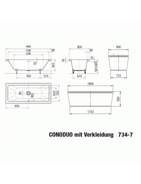 Ванна стальная (190x90) Kaldewei CONODUO 235248050001