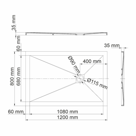 Душевой поддон (120х80) WasserKRAFT Aller 10T06