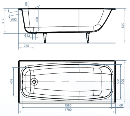 Чугунная ванна Грация (170x70), г. Новокузнецк