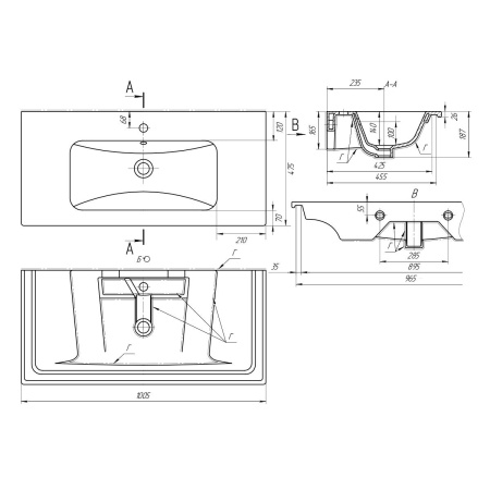 Умывальник мебельный Opadiris Dreja Эйфория 100 641235
