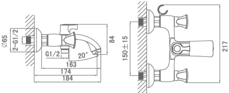 Смеситель для ванны D&K Hessen Grimm (DA1383201)