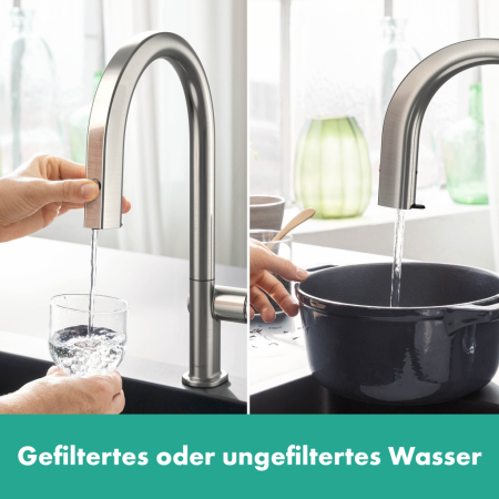 Смеситель для кухни с подключением к фильтру Hansgrohe Aqittura M91 FilterSystem 76803800 нержавеющая сталь