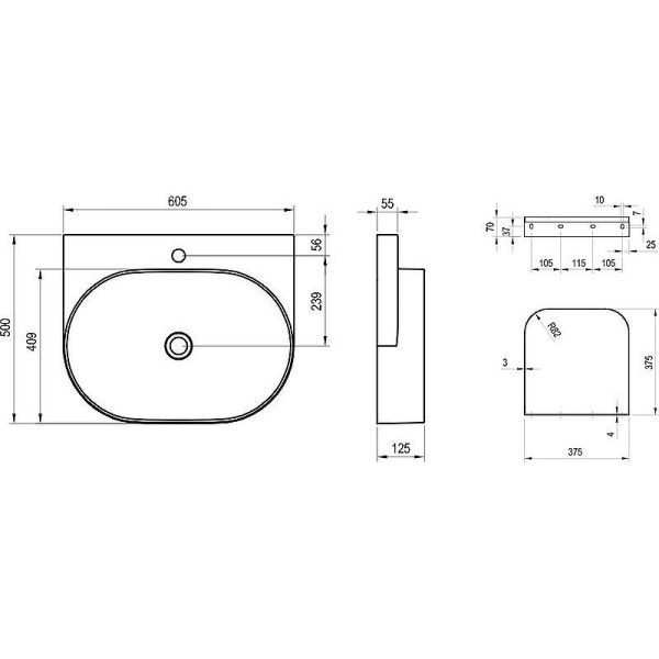 Раковина подвесная Ravak Yard 60 XJX0D260002