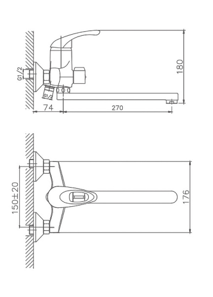 Смеситель для ванны Cron CN2203 Смеситель для ванны Cron CN2203