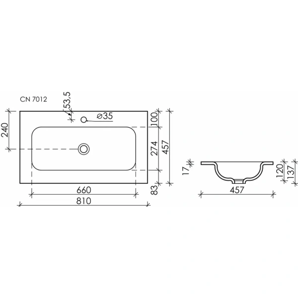 Раковина накладная (81х45,7) Ceramica Nova ELEMENT CN7012MC