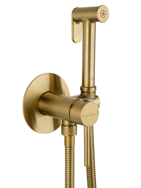 Смеситель с гигиеническим душем встраиваемый WONZON & WOGHAND STICK, брашированное золото WW- 88829902-BG Смеситель с гигиеническим душем встраиваемый WONZON & WOGHAND STICK, брашированное золото WW- 88829902-BG