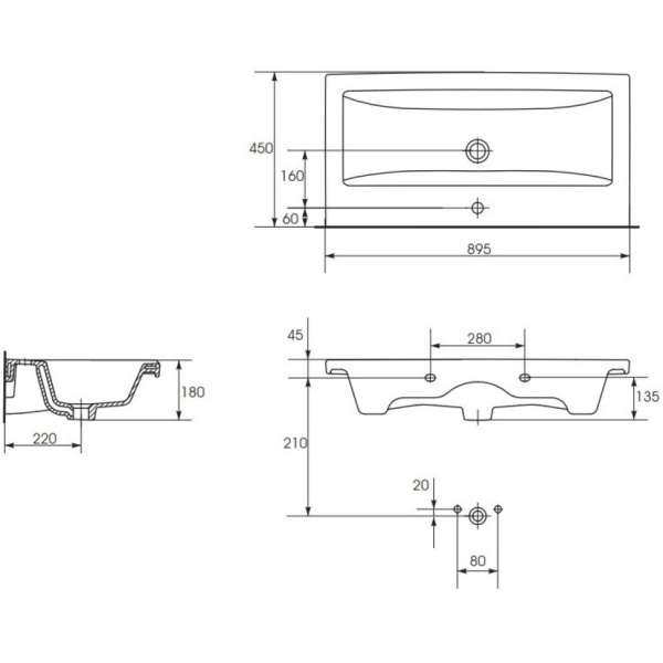 Раковина Bellezza Como 90 5902115715303