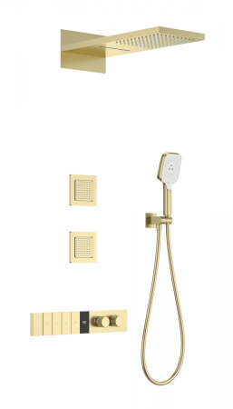 Душевая система с термостатом встраиваемая WONZON & WOGHAND, брашированное золото WW-D4538-A-BG