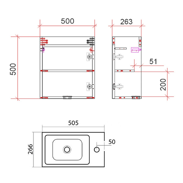 База под раковину Art&max Family-500-1D-SO-PE Pino Esotica