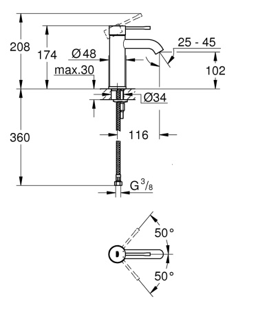 Смеситель для раковины с гигиеническим душем Grohe Essence New 24189 000 (24189000) хром