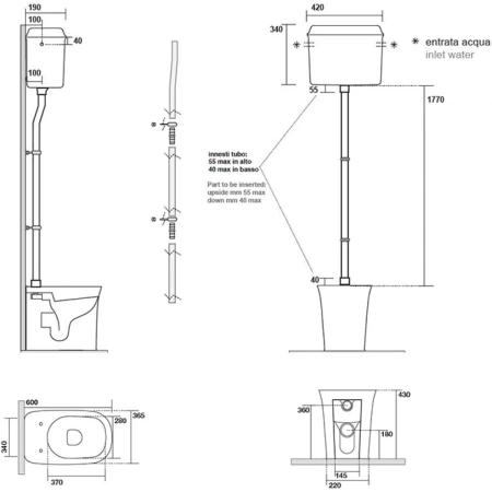 Унитаз напольный Kerasan The New Yorker 561830F для высокого бачка, белый матовый