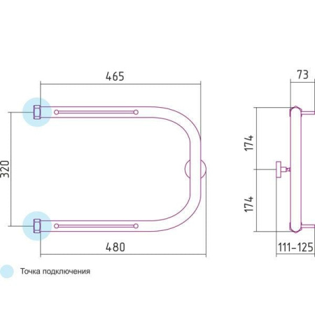 Полотенцесушитель водяной П-образный с двумя полками Сунержа 00-0004-3245